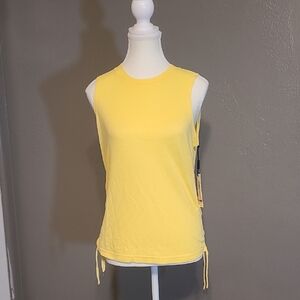 Calvin Klein Performance Yellow Sleeveless Women's Top Small Runched Sides NWT